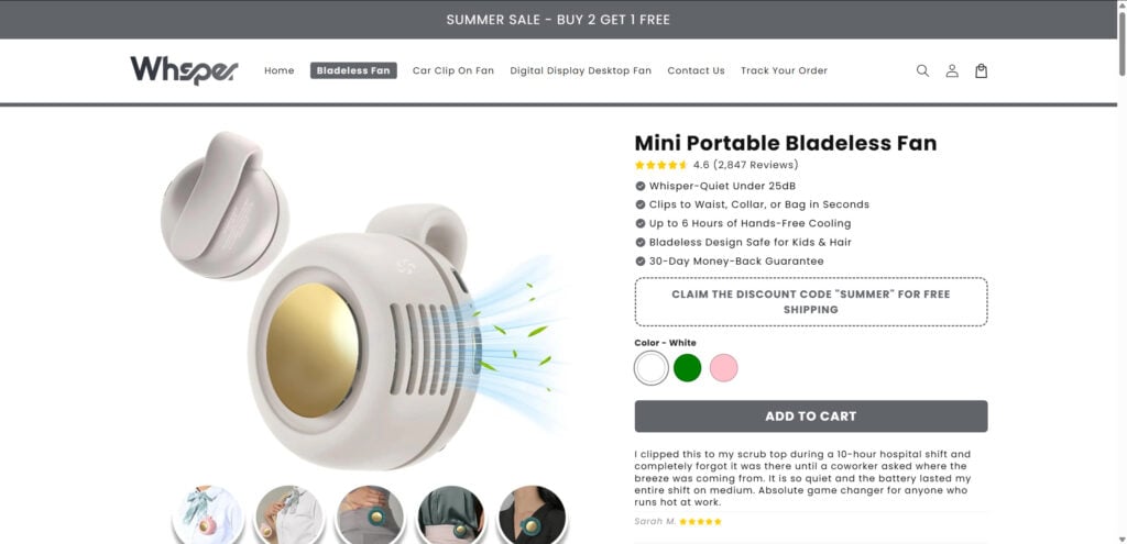 Whsper Mini Portable Bladeless Fan - Scam or Legit? Investigation 1 1 3