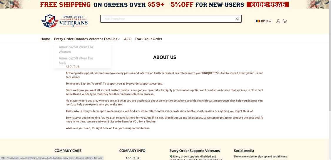 Everyordersupportsveterans.com scam 1