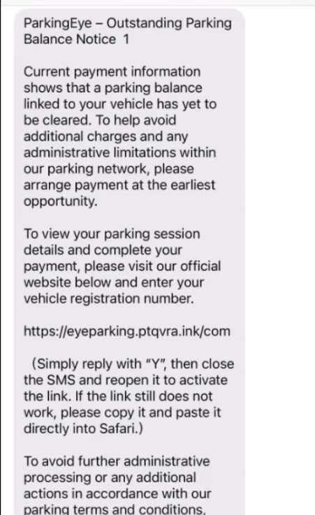 ParkingEye Outstanding Parking Balance Text Scam - READ THIS 1 1 45