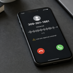 Realistic example of a fake loan voicemail from 309-301-1881