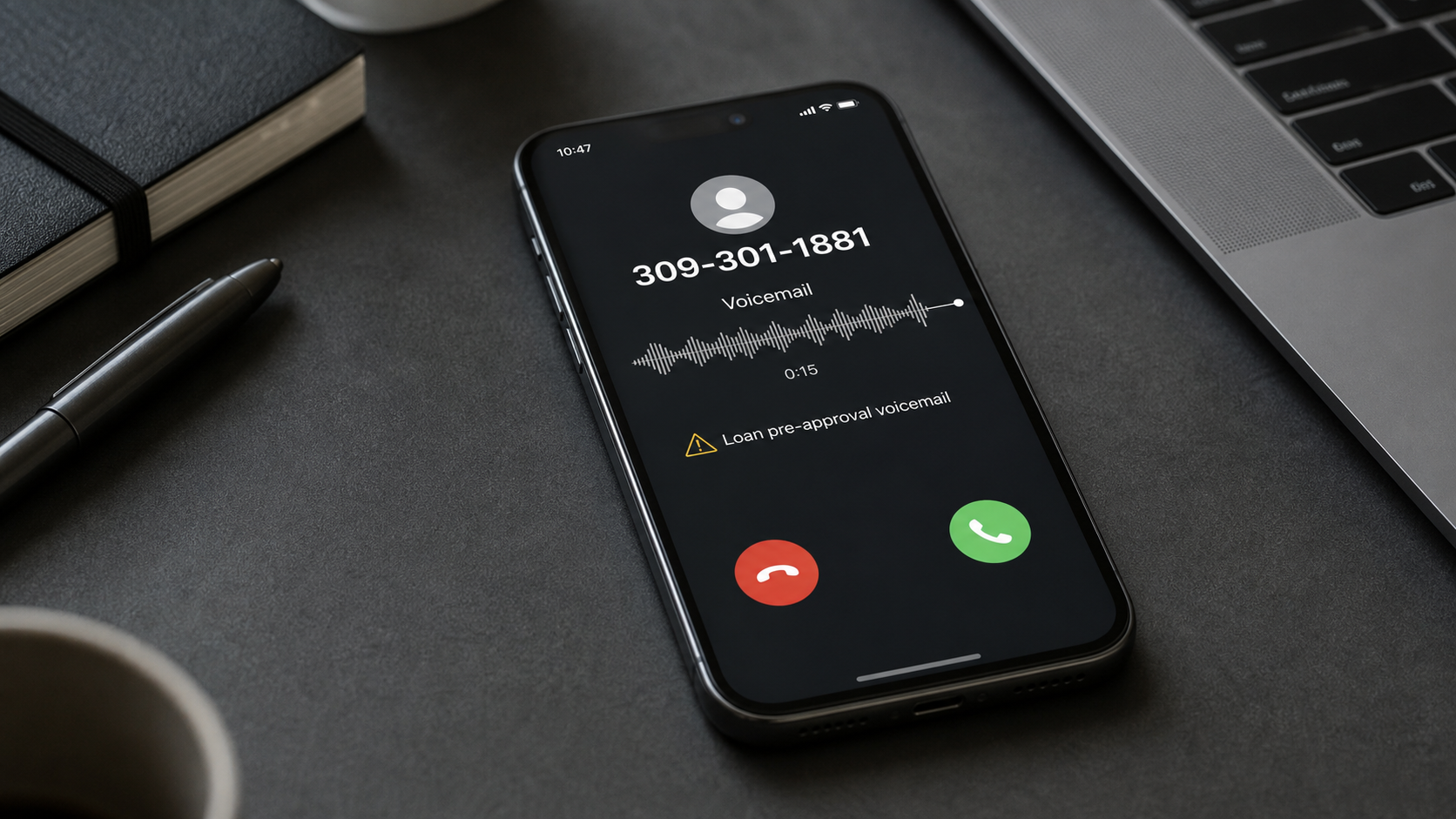 309-301-1881 Loan Scam: Fake $50,000 Pre-Approval Robocalls Fully Explained 1 Realistic example of a fake loan voicemail from 309-301-1881