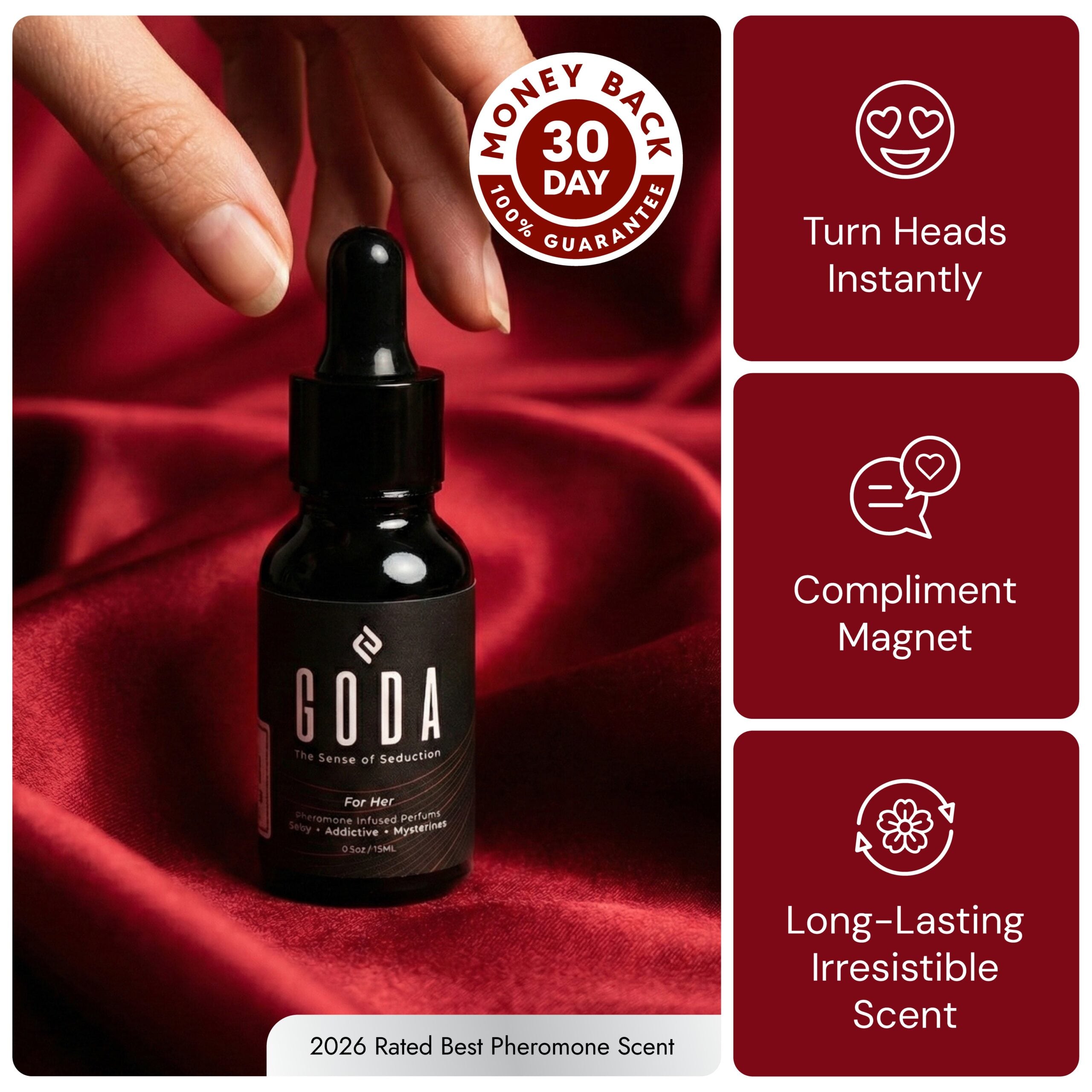 Goda Perfume Scam or Legit? BBB F Rating, Subscription Complaints and Pheromone Claims 1 Goda For Her pheromone perfume shown on the official Goda website