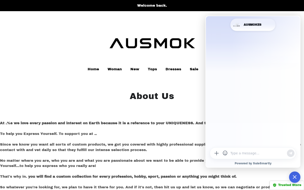 Ausmok.com EXPOSED - Shopping Scam or Legit Store? Investigation 2 Ausmok.com About Us page screenshot