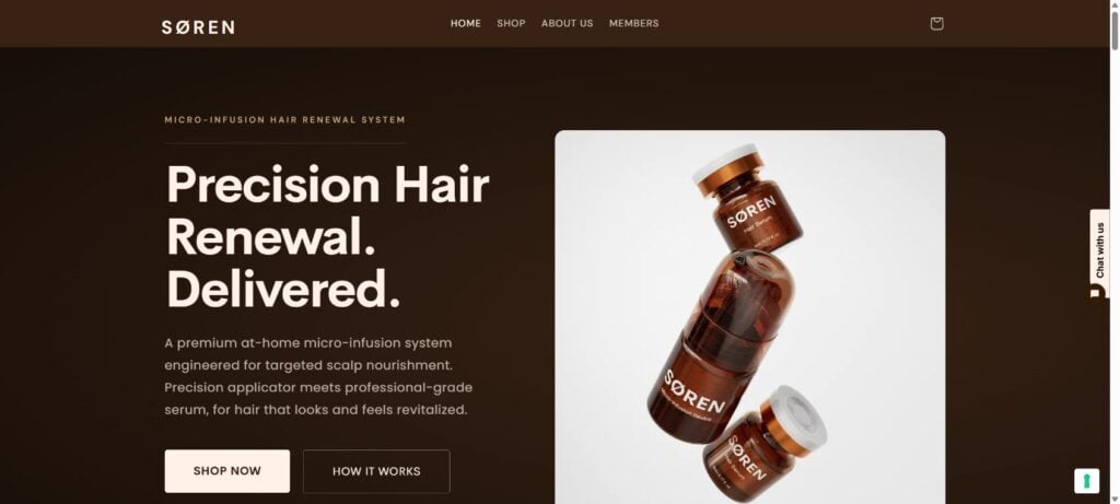 BASIS Hair Growth Scam or Legit? Why the Website Now Sells SØREN Instead 1 Screenshot showing the former BASIS Hair Growth domain now branded as SOREN