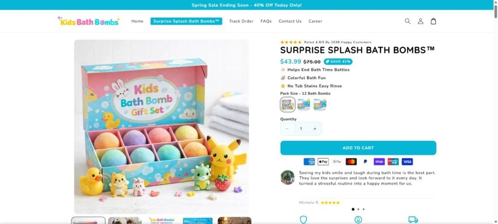 Viral Kids Bath Bombs With Hidden Toys: Scam or Legit? What Parents Should Know 1 Screenshot of a kids bath bomb gift set with surprise toys sold online