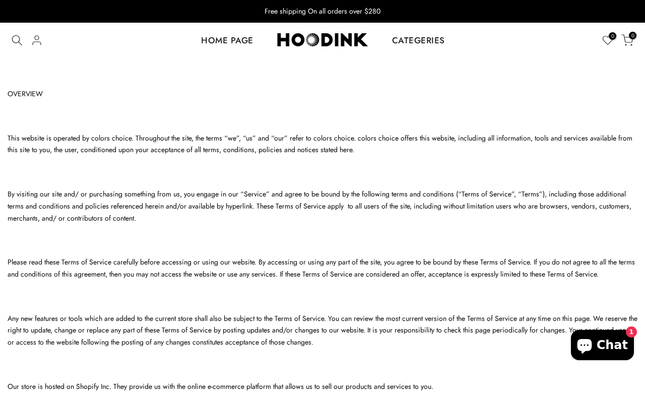 Hoodink.com EXPOSED - Shopping Scam or Legit Store? Investigation 3 Hoodink.com Terms of Service Governing Law screenshot