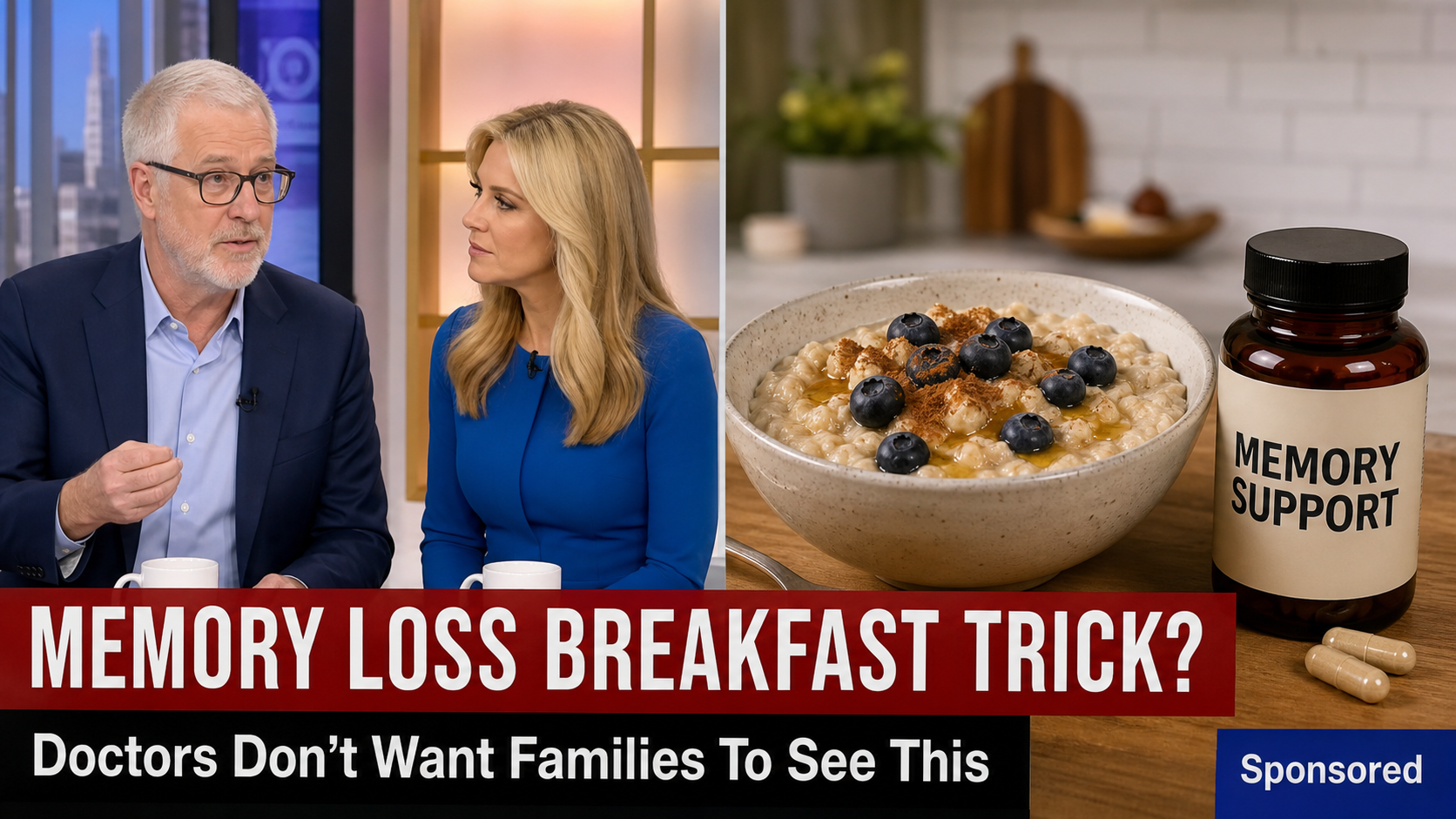 Realistic reconstruction of a memory loss breakfast trick social media advertisement
