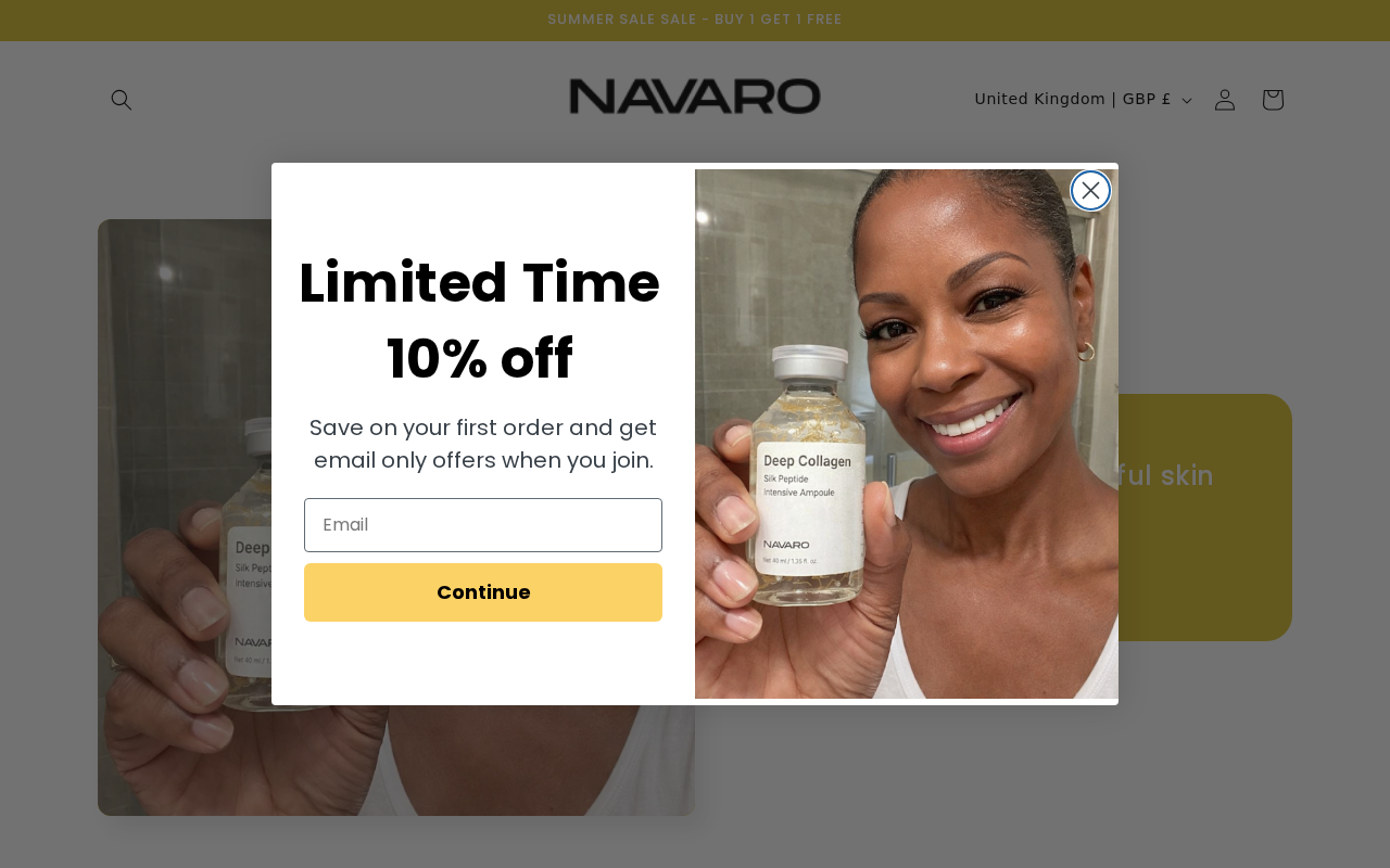 Navaro Collagen website advertising peptide lifting ampoule