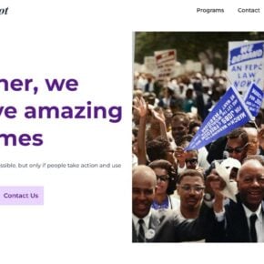 OurBallot official website homepage showing voting outreach programs