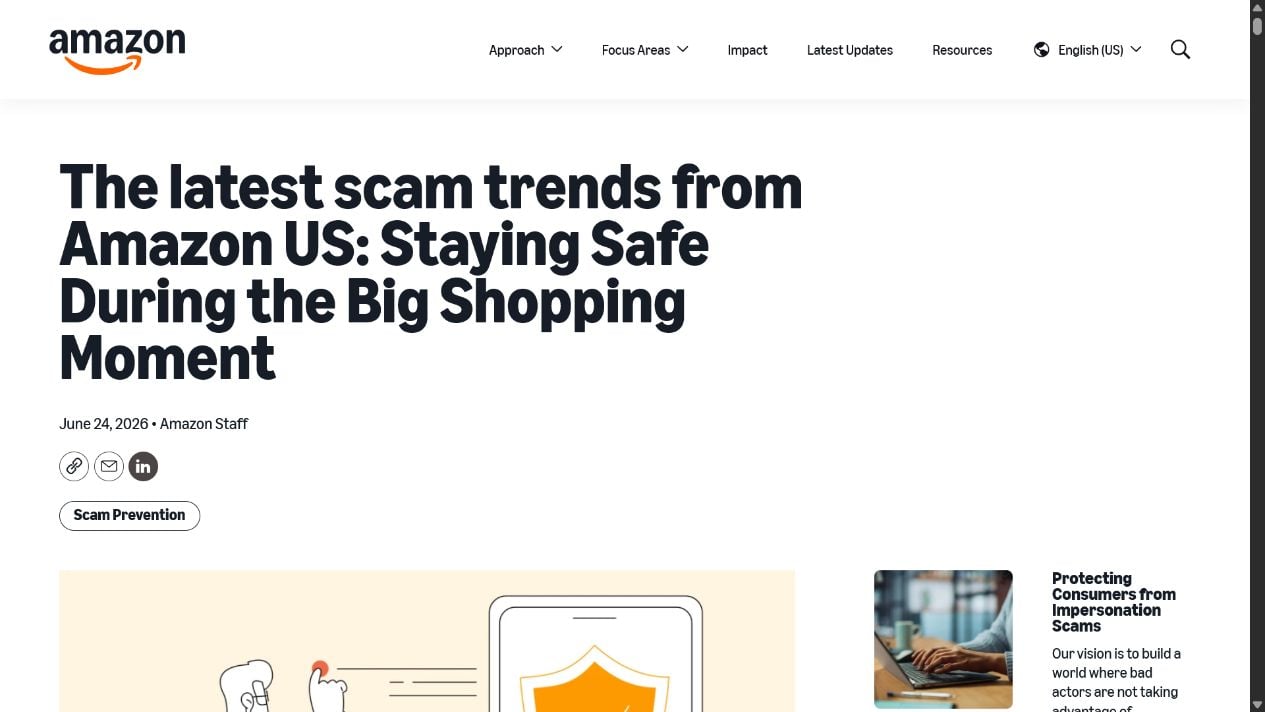 account_update@amazon.com Email Scam: Why a Real-Looking Sender Can Still Be Fake 1 Amazon official scam prevention page explaining current impersonation threats