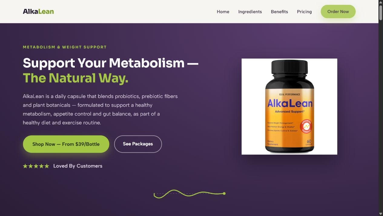 AlkaLean Supplement Review: Celebrity Claims, Health Promises and Billing Checks 1 AlkaLean supplement landing page shown in online advertisements