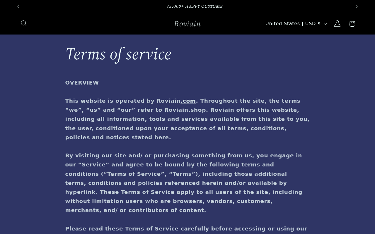 Roviain.com EXPOSED - Shopping Scam or Legit Store? Investigation 3 Roviain.com Terms of Service Governing Law screenshot