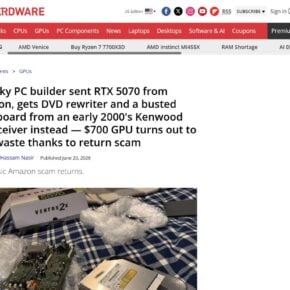 Toms Hardware report showing e-waste found in an RTX 5070 return scam