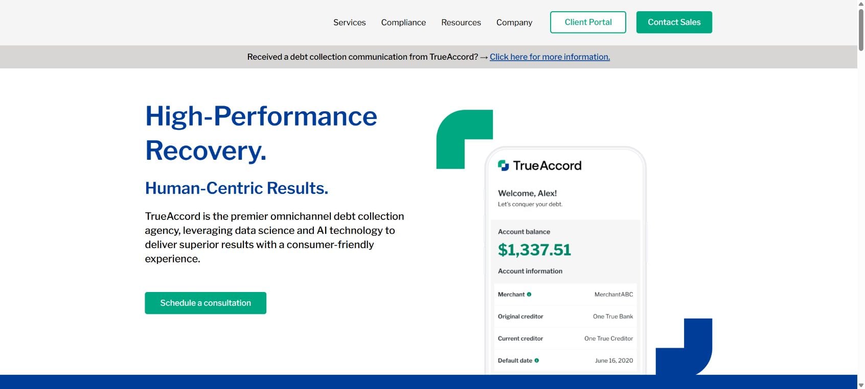 TrueAccord Calling or Texting You? How to Verify the Debt Collector Before Paying 1 Official TrueAccord website for digital debt collection services