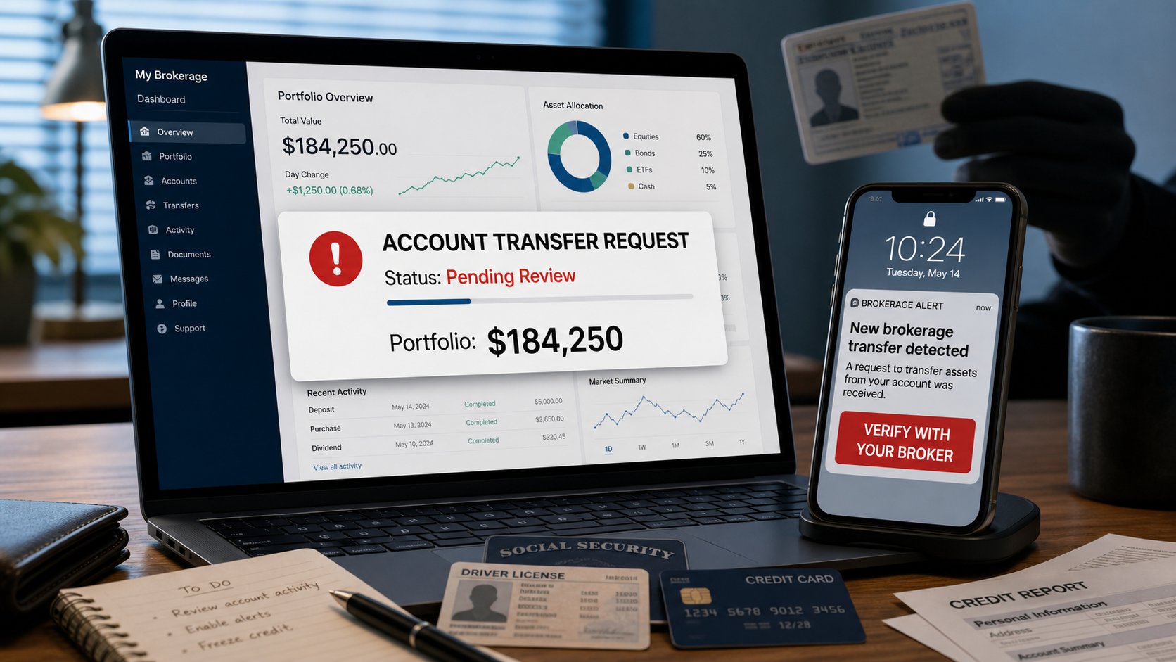ACATS Brokerage Scam: How Criminals Transfer an Investment Account 1 Illustration of an unauthorized ACATS brokerage account transfer alert