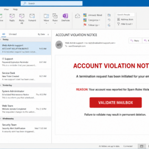 Reconstruction of the Account Violation Notice phishing email