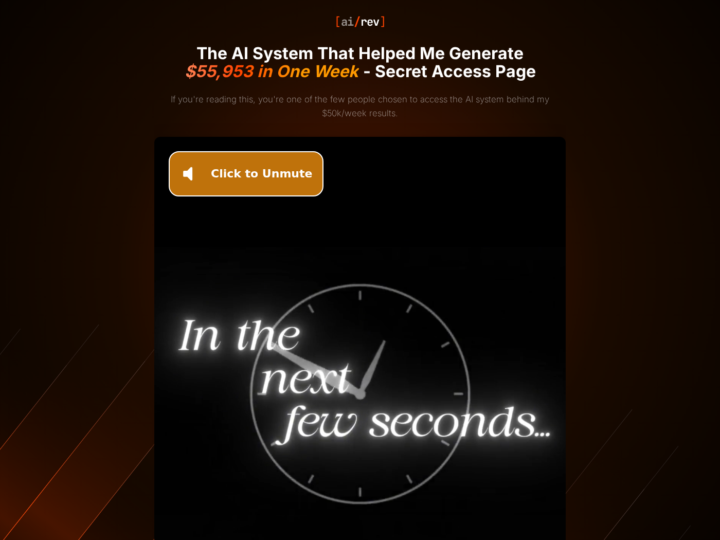 AI Matrix sales page claiming an AI system generated $55,953 in one week