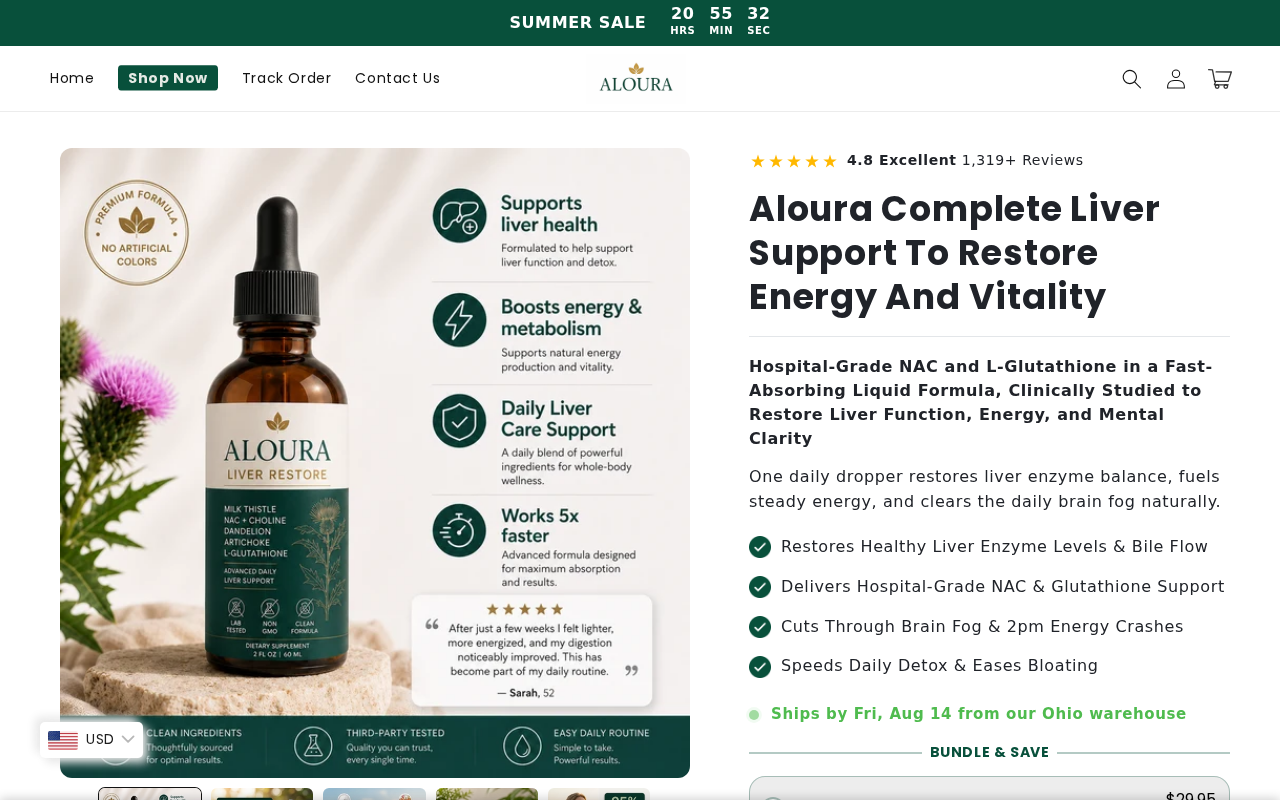 Beware the Liver Support Drops Scam: The Clone Network EXPOSED 6 Aloura Complete Liver Support subscription product page