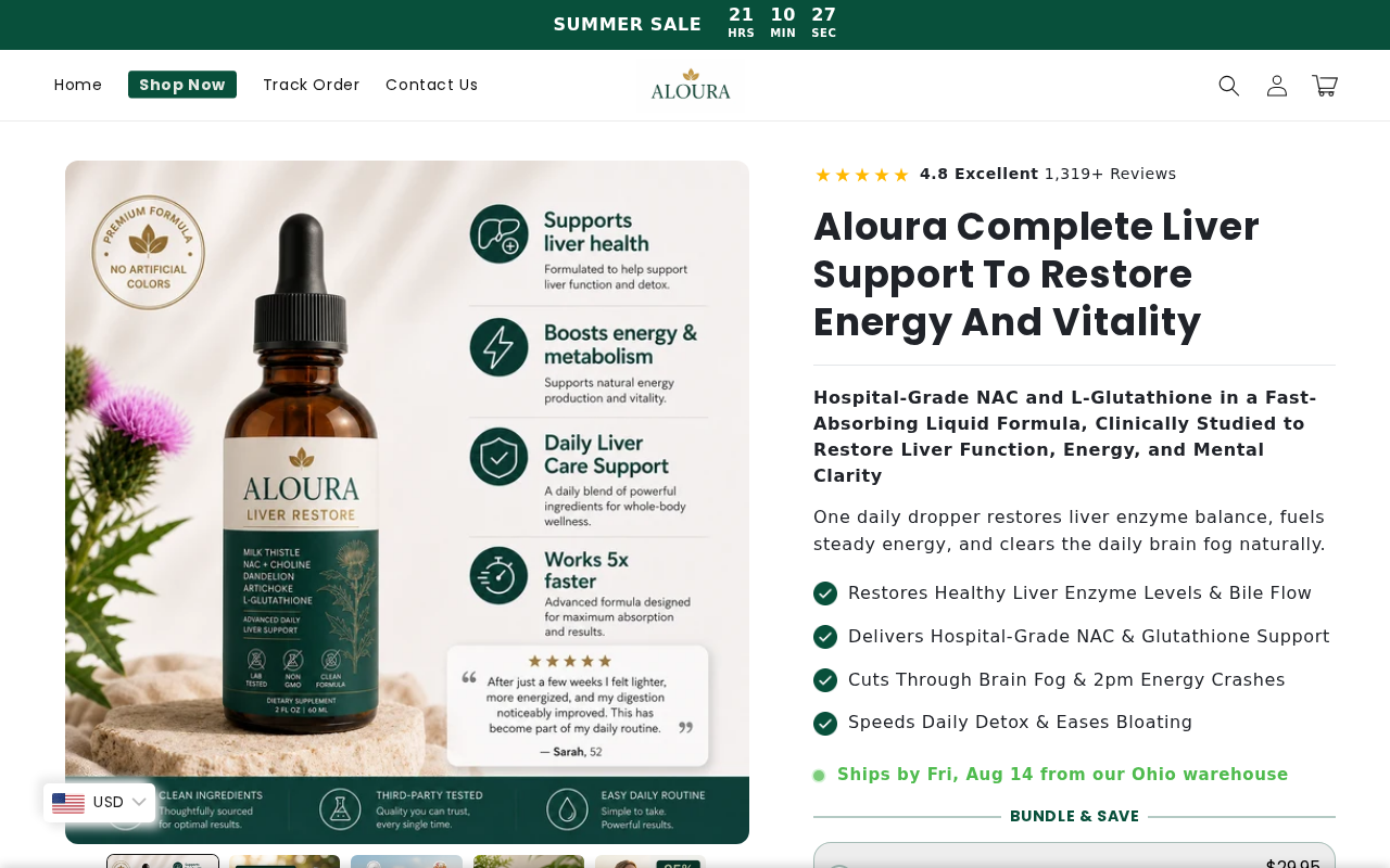 Aloura Liver Support Reviews: Subscription Trap or Legit? 1 Aloura Complete Liver Support subscription page