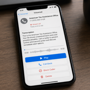 Example of an American Tax Assistance Office scam voicemail