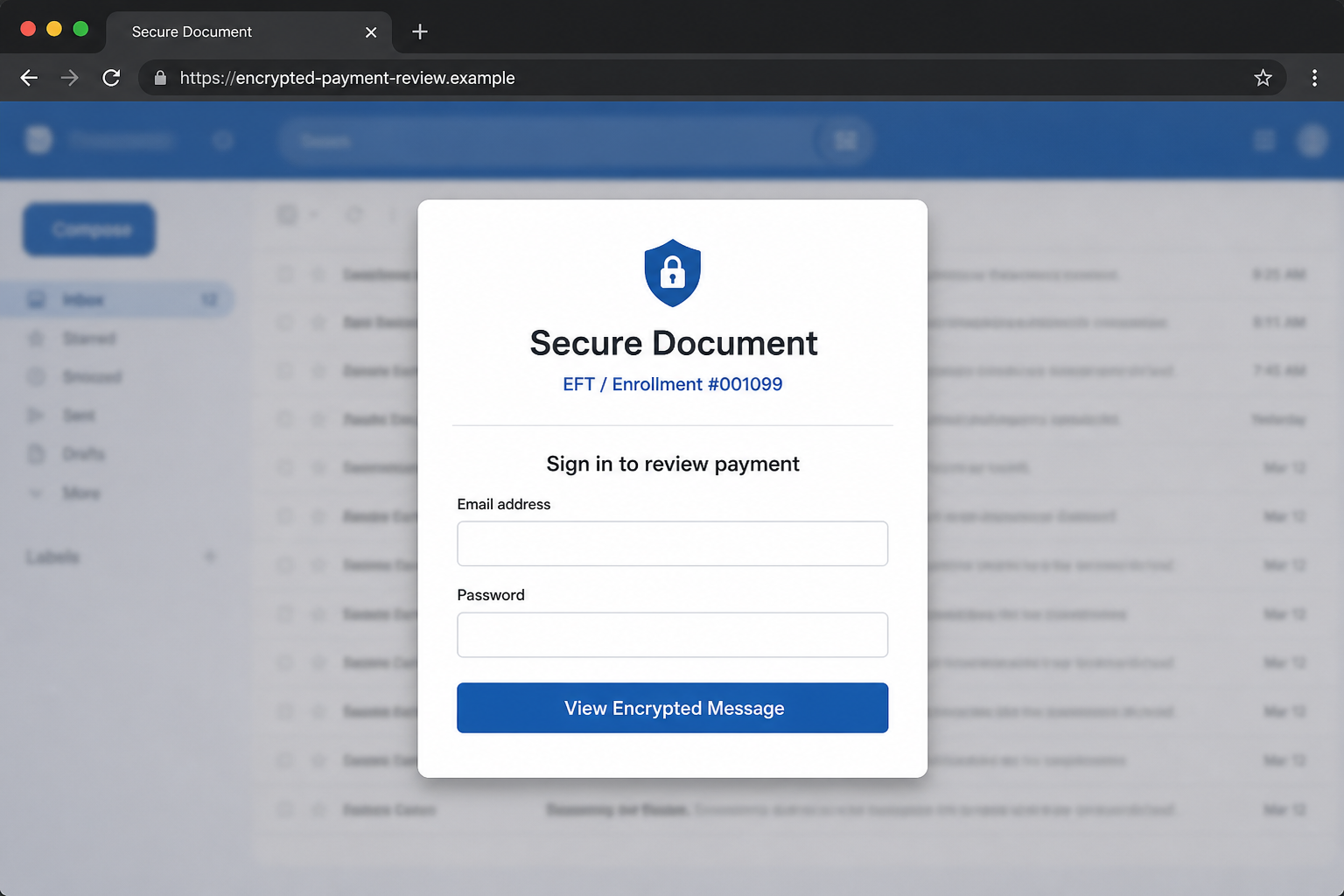 Anthem Blue Cross Encrypted Message Email Scam Can Steal Your Email Login 2 Reconstruction of a fake secure document login page requesting an email password