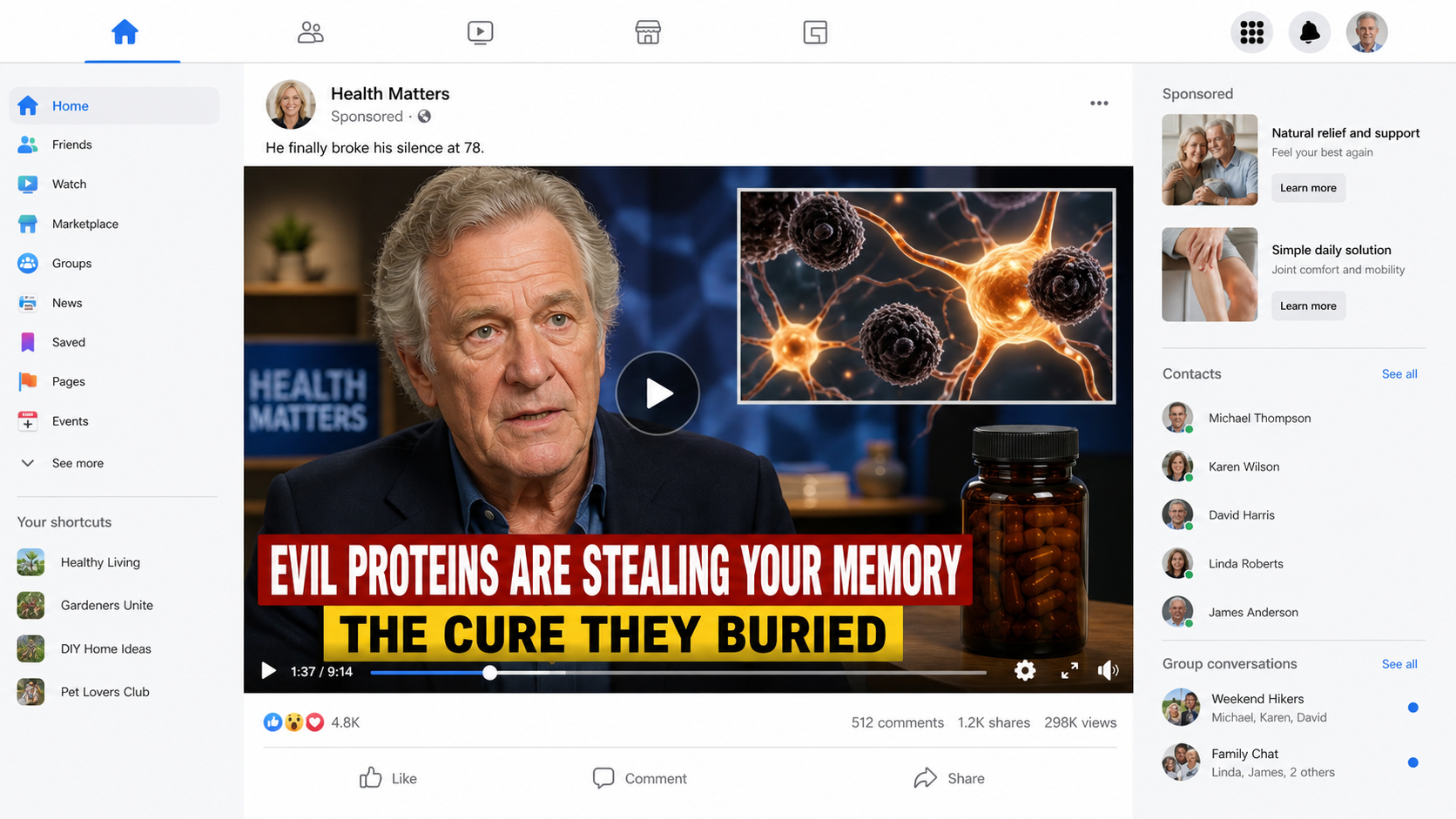 Reconstruction of a fake Anthony Hopkins evil proteins memory cure advertisement using a fictional actor