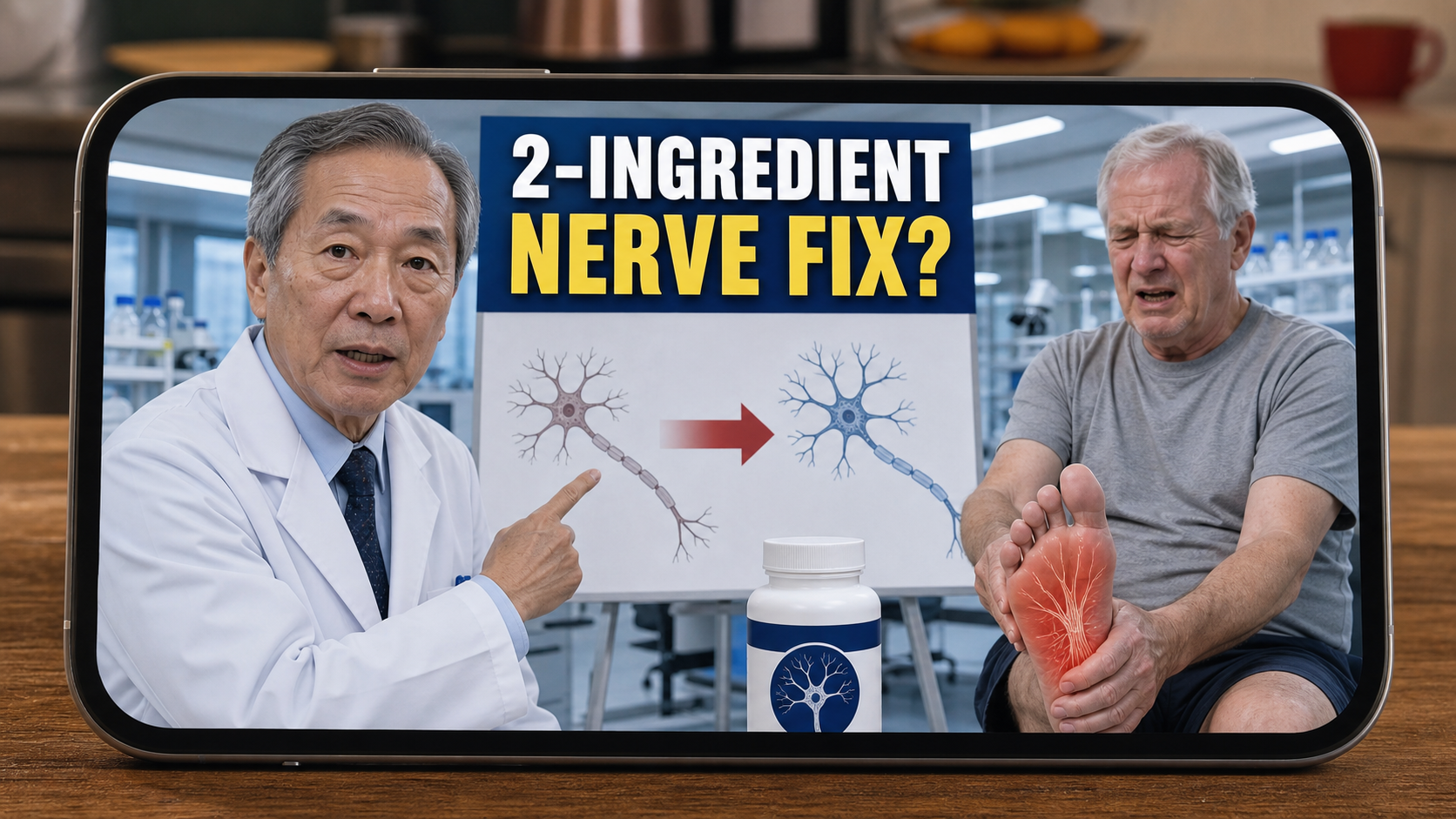 Fake autophagy neuropathy cure video promoting a two-ingredient nerve fix
