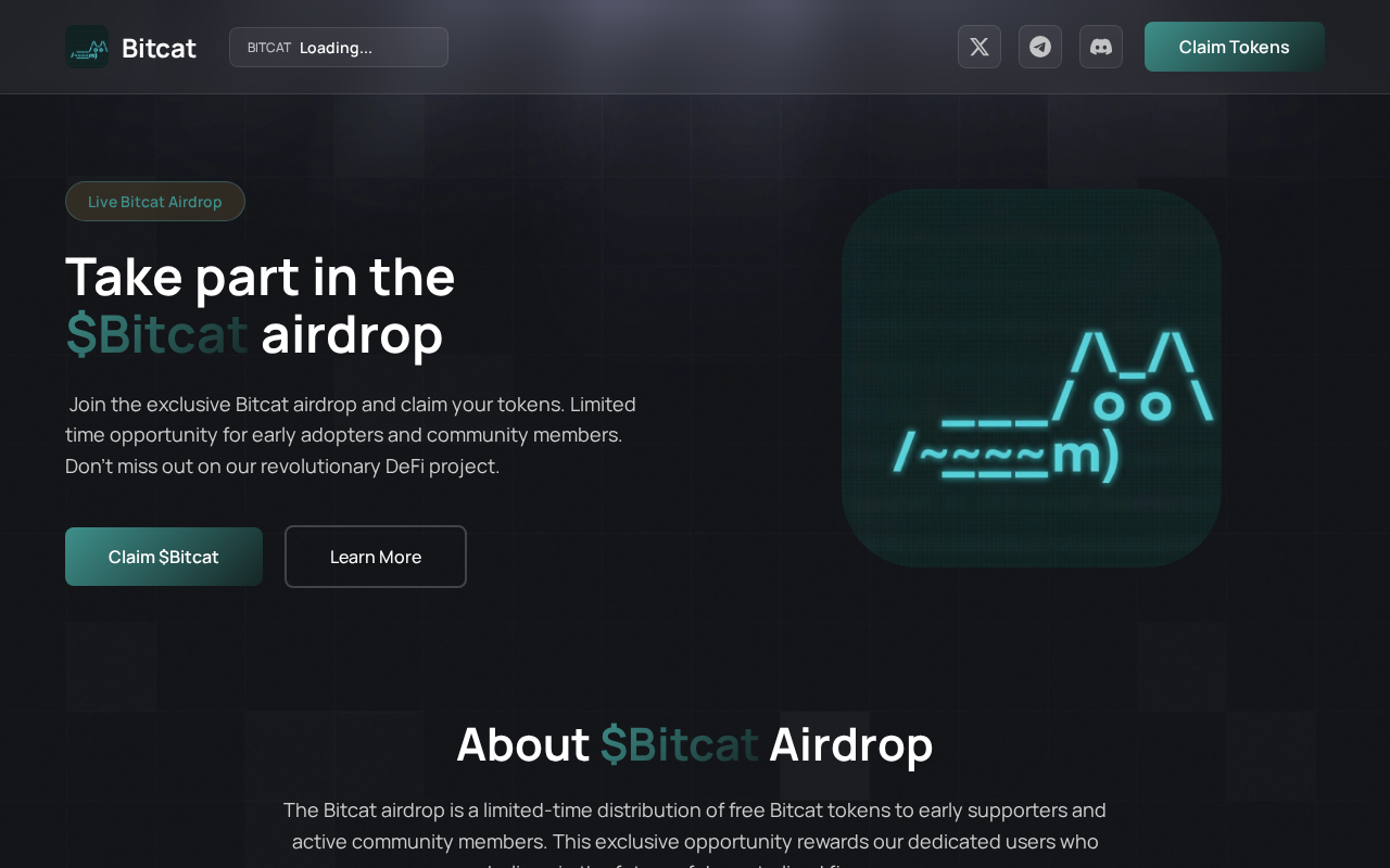 Fake $Bitcat airdrop claim page with a Claim button