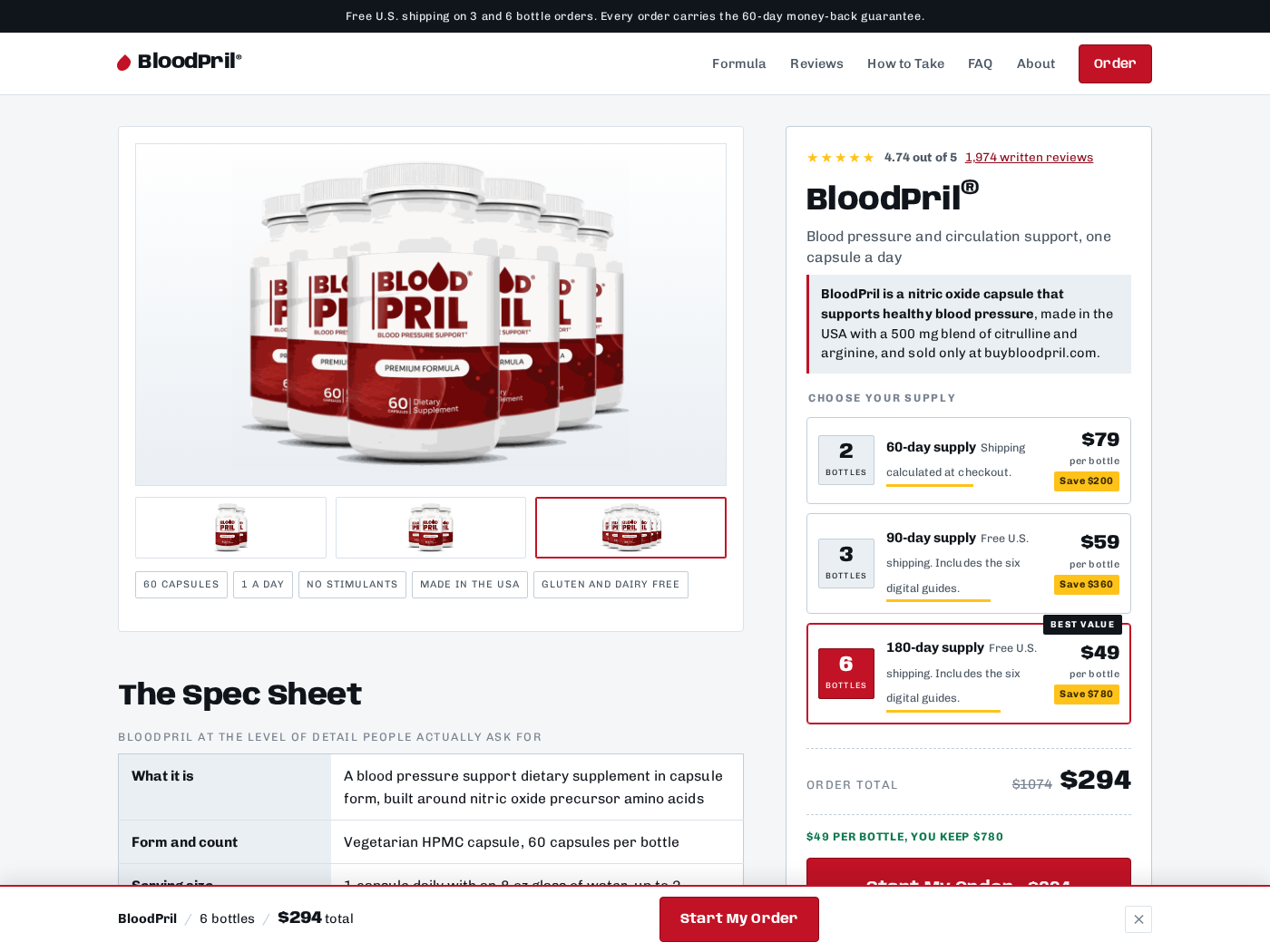 Arterial Flush Ritual Scam Exposed: Fake or Real? Complete Investigation 2 BloodPril online store showing supplement bottles, package prices, and product claims