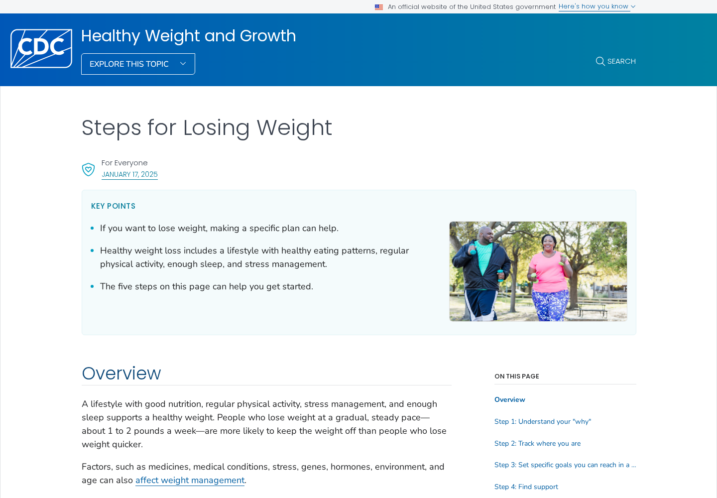 Japanese Water Ritual Scam: Fake Weight Loss Claims 2 CDC Steps for Losing Weight guidance page