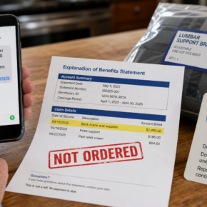 Example of a Century Med benefit-card text and unrequested medical supply claim