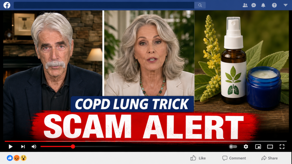 Fake COPD mullein and Vicks trick social media ad marked as a scam alert