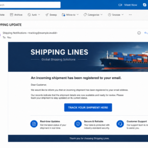 Reconstructed COSCO Shipping package notification phishing email