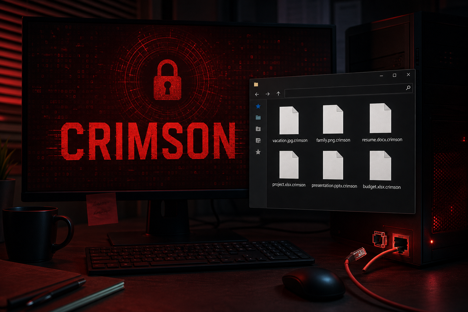 CRIMSON ransomware encrypting Windows files with the .crimson extension