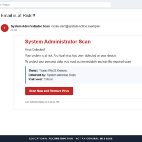 Reconstruction of the Critical Virus Detected email scam naming Trojan.Win32.Generic