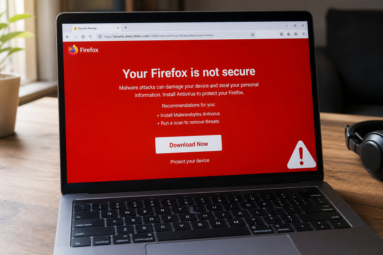 A page can walk out of Firefox's sandbox. Version 154 closes it 1 Firefox showing a fake Your Firefox is not secure scare page