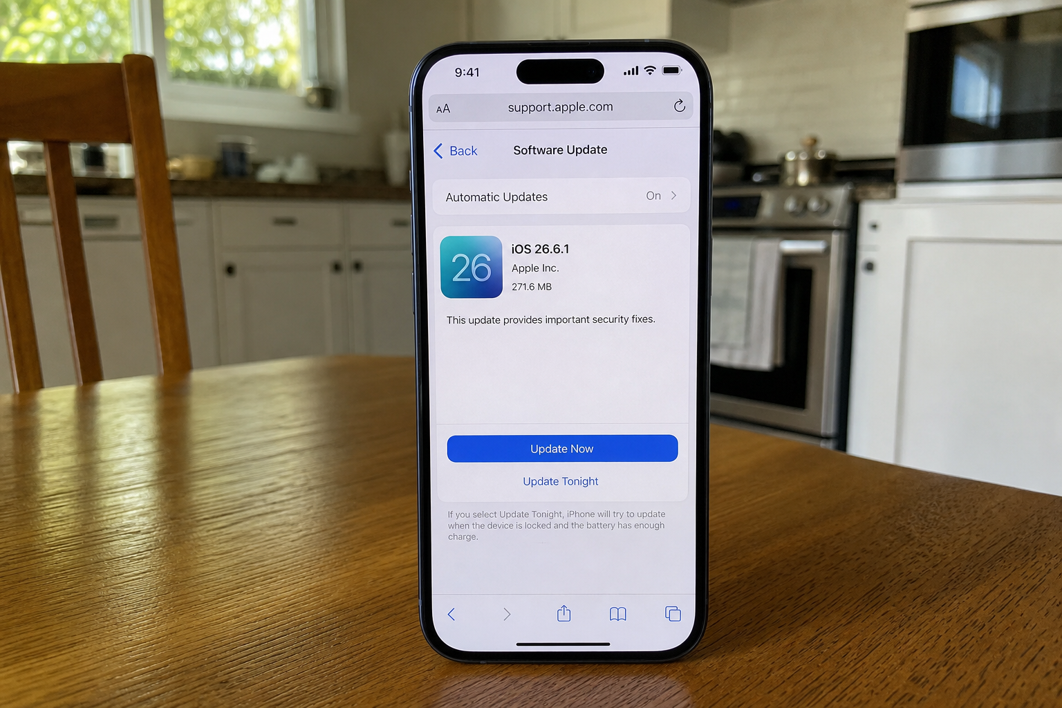 An image can run code on your iPhone. Install 26.6.1 1 iPhone showing iOS 26.6.1 Software Update