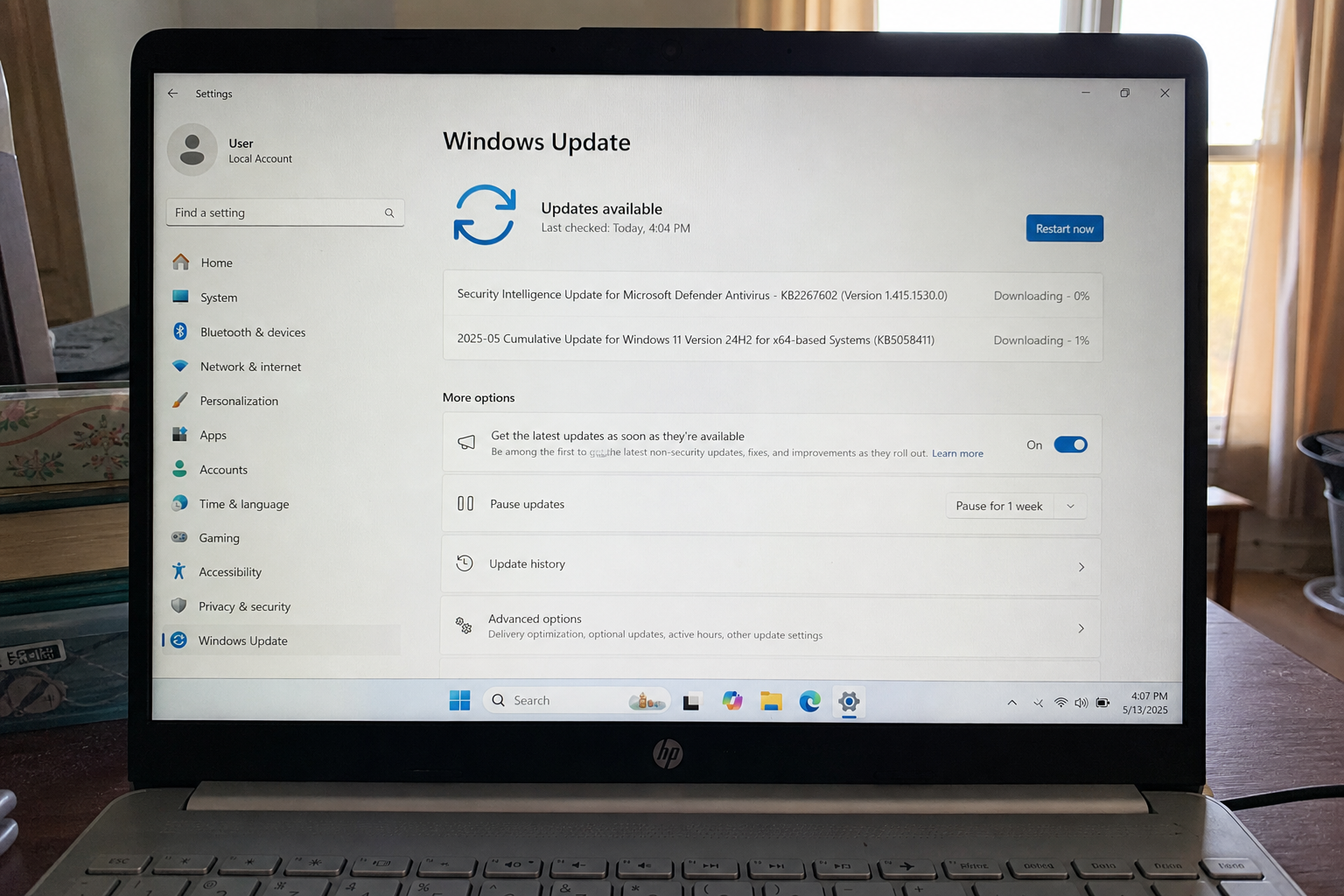Install this Windows update. CISA says the socket driver is already being used 1 Windows 11 Settings open on Windows Update