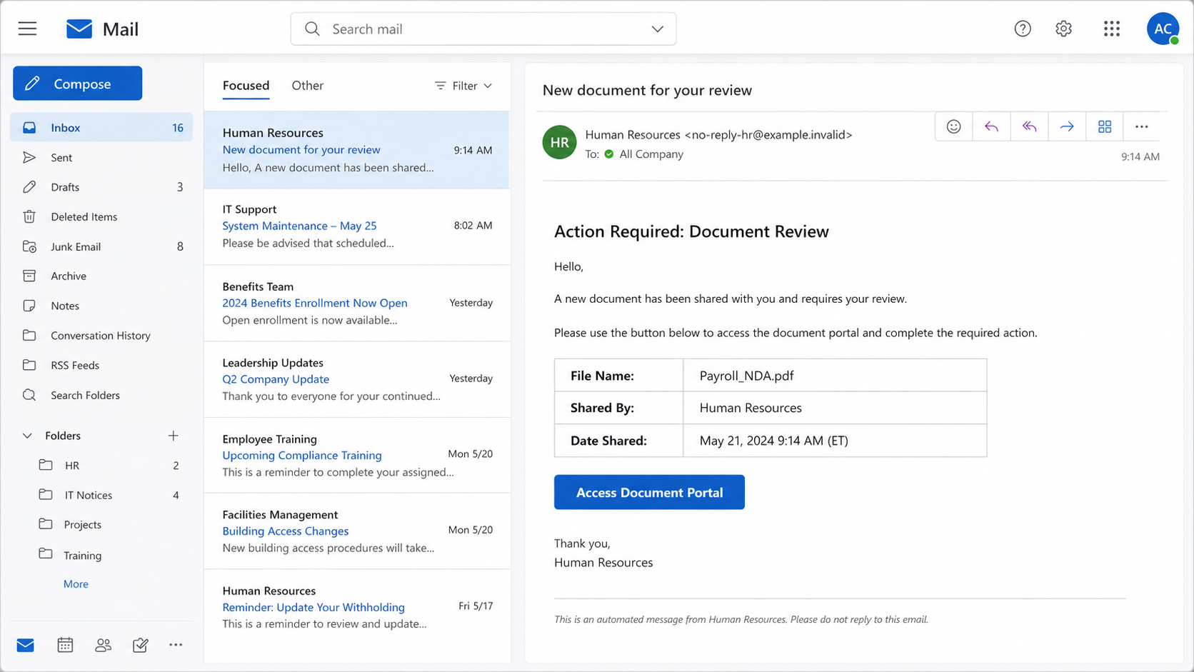 Reconstructed Document Uploaded For Your Records phishing email