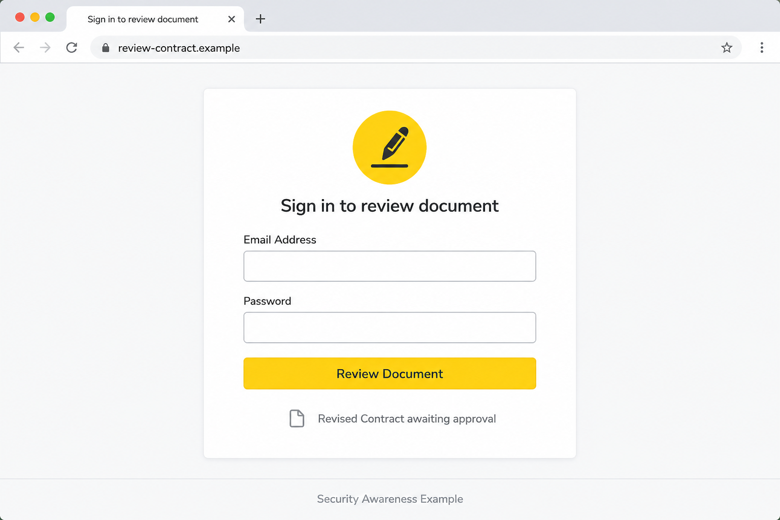 Reconstruction of the fake document sign-in page used by the DocuSign scam