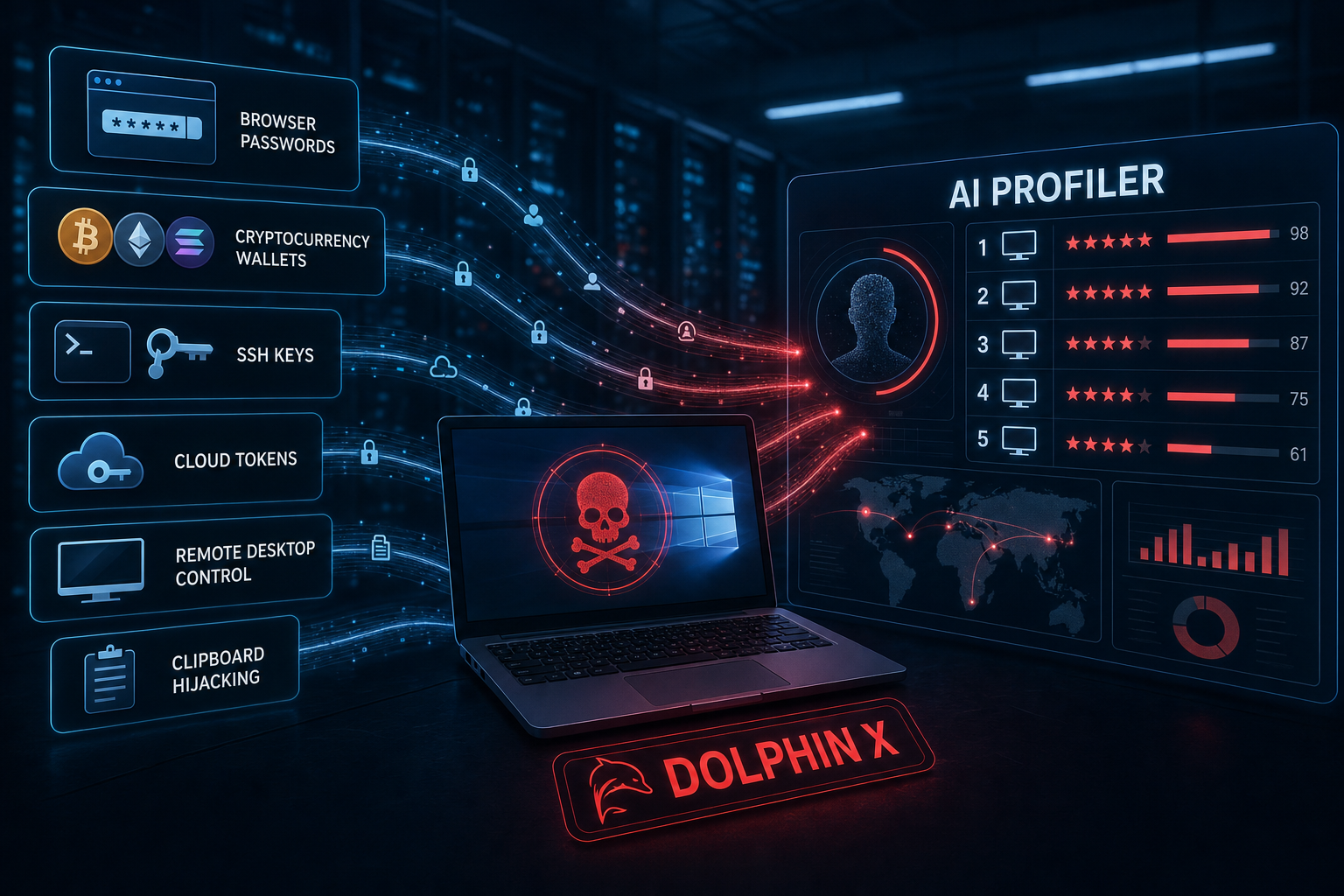 Dolphin X RAT stealing passwords, wallets and cloud credentials from Windows
