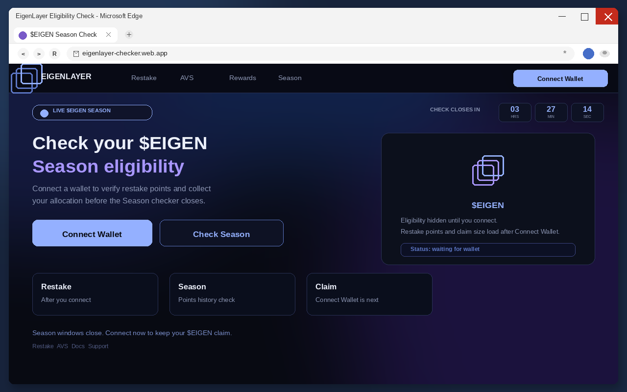 EigenLayer Airdrop EXPOSED: Fake $EIGEN Claim Pages Drain Wallets 1 Fake EigenLayer airdrop claim page with Connect Wallet