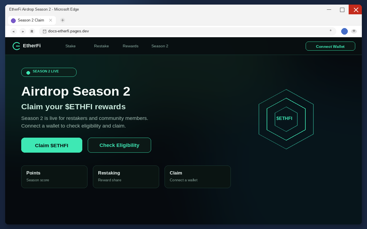 Ether.fi Airdrop EXPOSED: Fake $ETHFI Claim Pages Drain Wallets 1 Fake ether.fi airdrop claim page with Connect Wallet
