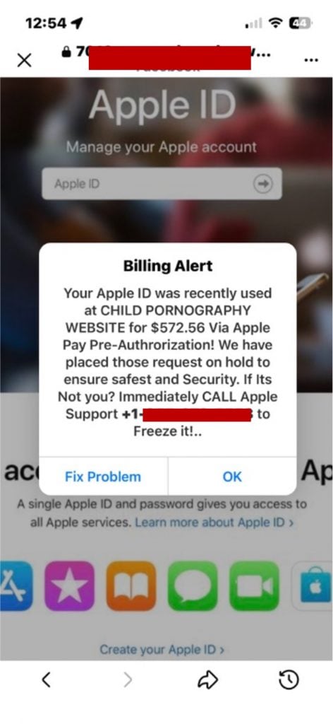 Facebook Apple ID Billing Alert Scam Exposed: Fake Charge Trap 1 Fake $572.56 Apple ID billing alert displayed inside the Facebook in-app browser