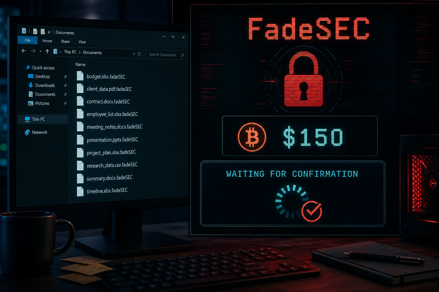 FadeSEC ransomware encrypting files and demanding $150 in Bitcoin