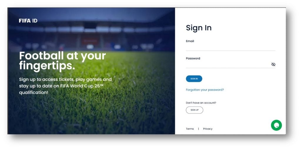 Fake FIFA Hospitality Scam Steals Bank Codes 2 Fake FIFA ID sign-in page used to collect an email address and password
