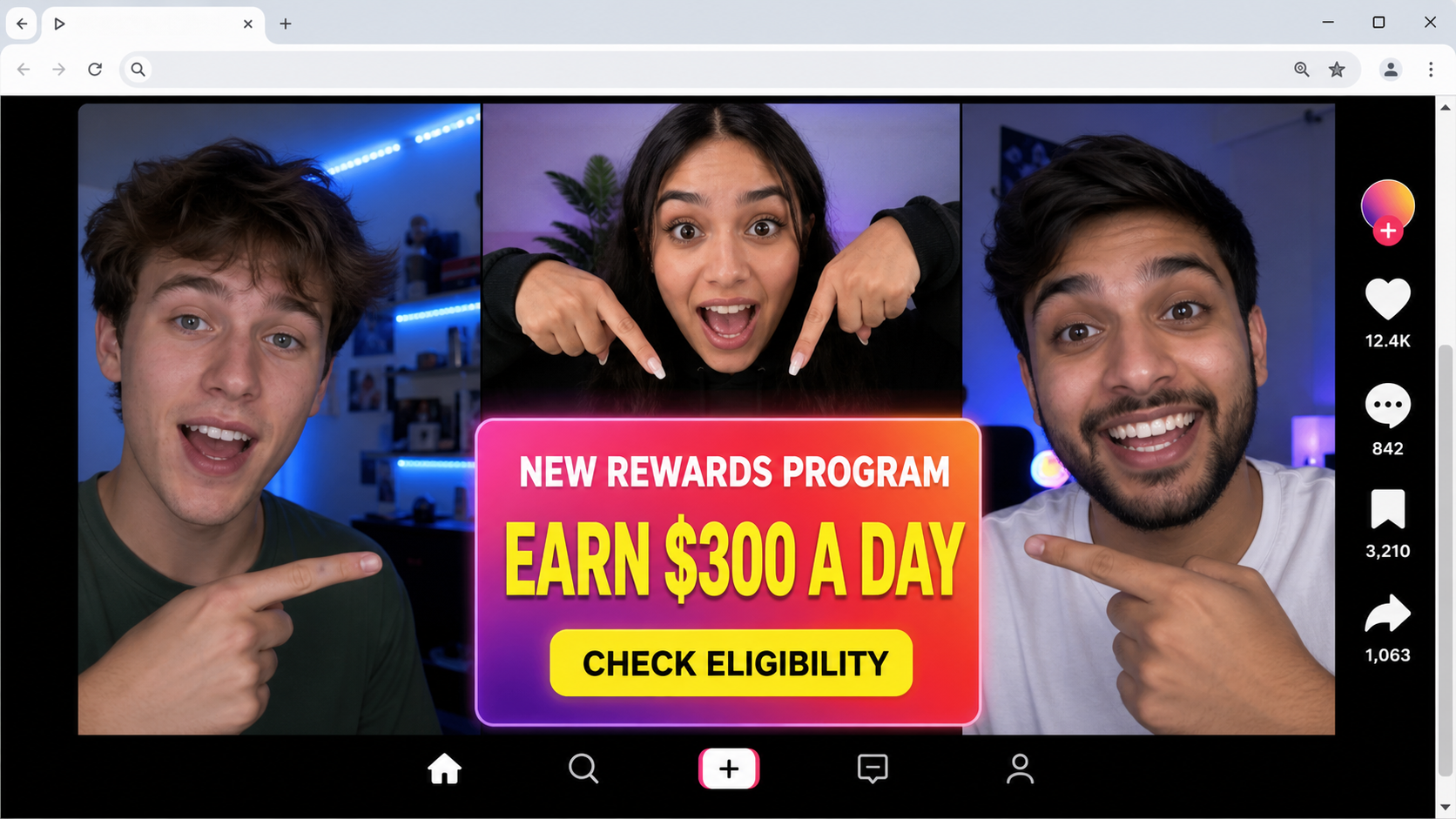 TikTok Rewards Scam Exposed: Fake Celebrity Program Fully Investigated 1 Fake celebrity-style social video claiming viewers can earn $300 a day