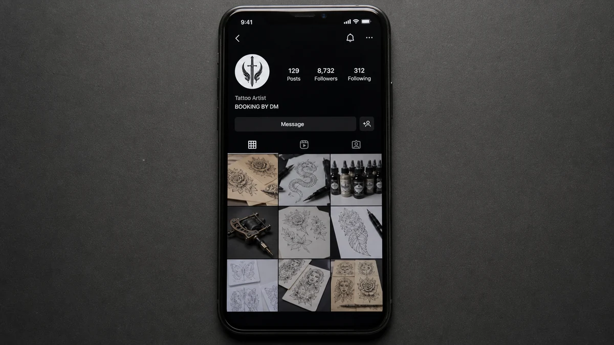 Fake Tattoo Artist Takes Deposits, Then Names a Real Shop 1 Realistic reconstruction of a fake tattoo artist TikTok profile using stolen portfolio videos and inviting viewers to book by direct message