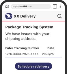 FedEx Ground Text Scam: Fake Redelivery Fee Trap 2 Fake package tracking website asking a victim to schedule redelivery