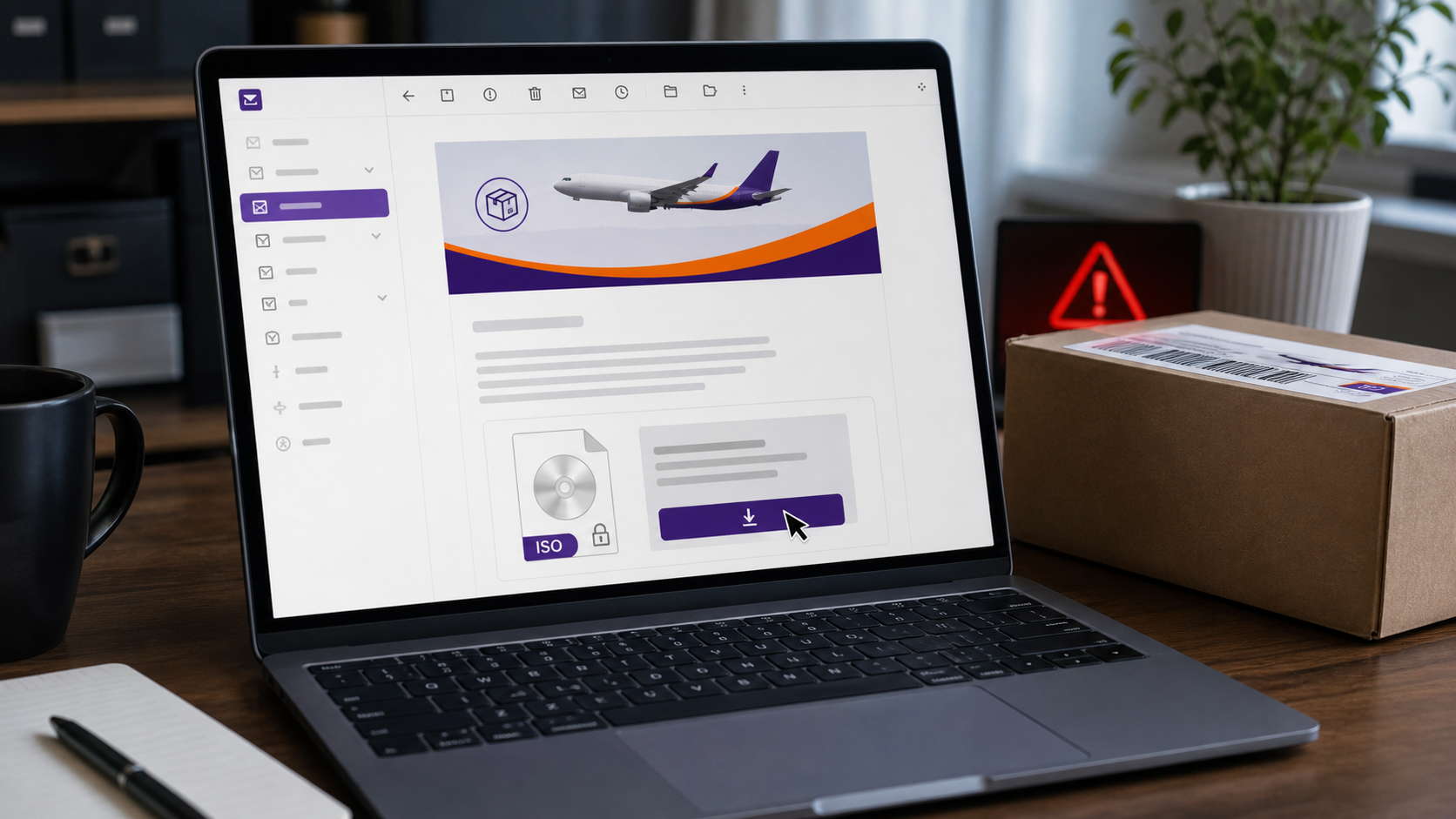 Fake FedEx shipment tracking email delivering a password-protected ISO malware file